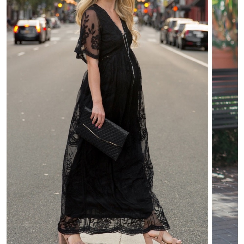XL PinkBlush black maternity dress worn once